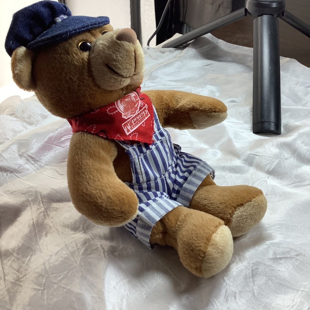 Creature Comforts Tweetsie Railroad Conductor Teddy Bear Plush Brown Striped Hat - Picture 3 of 5